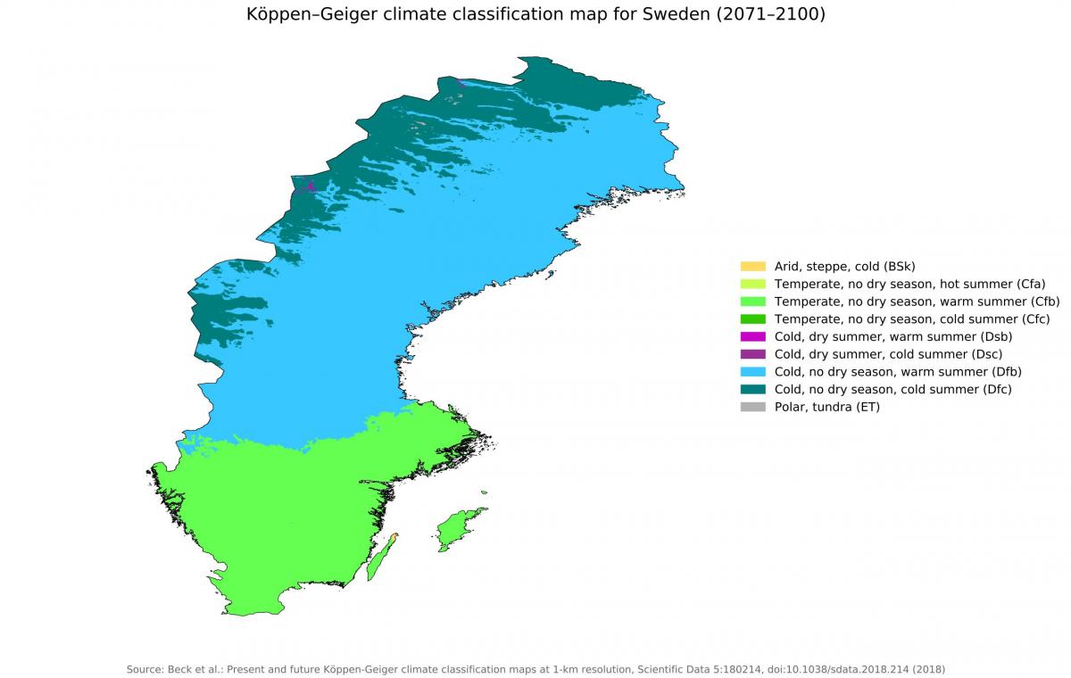 Mapa de temperatura de Suecia