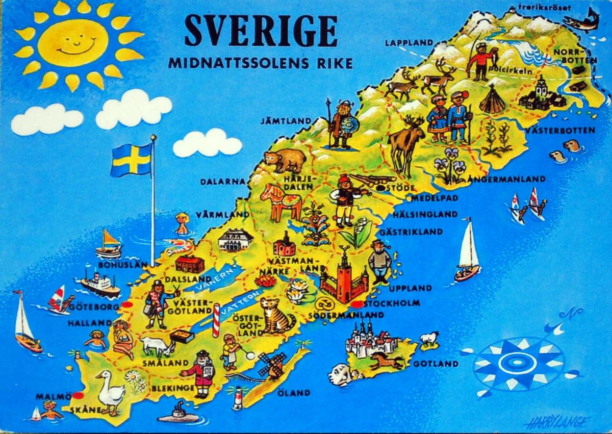 Mapa de atracciones turísticas de Suecia