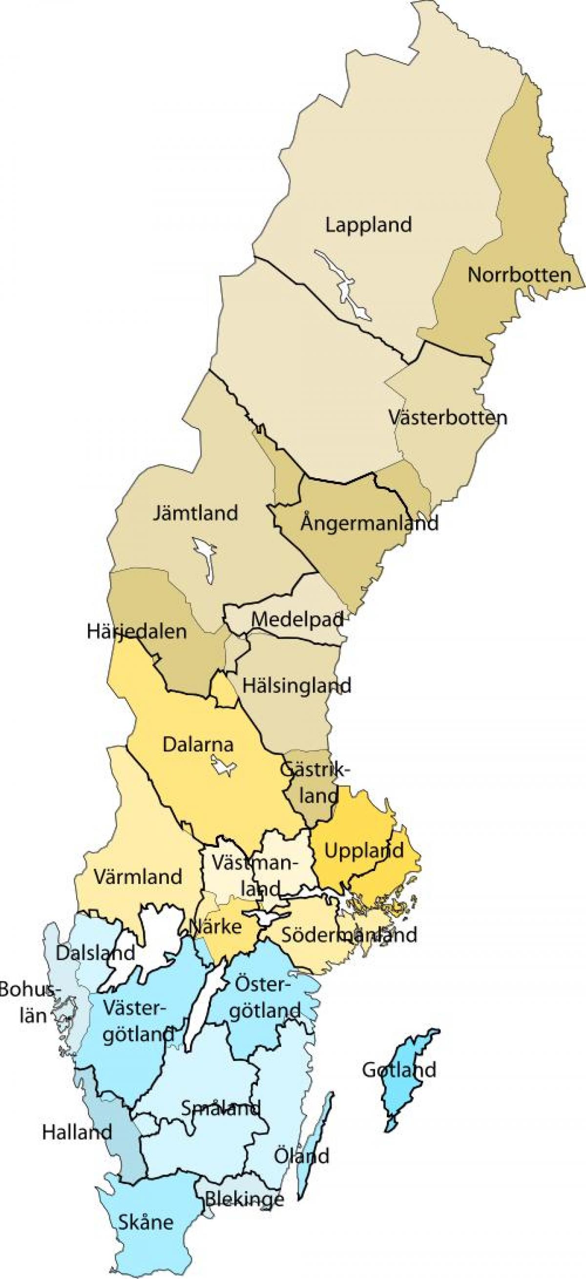 Mapa de zonas de Suecia