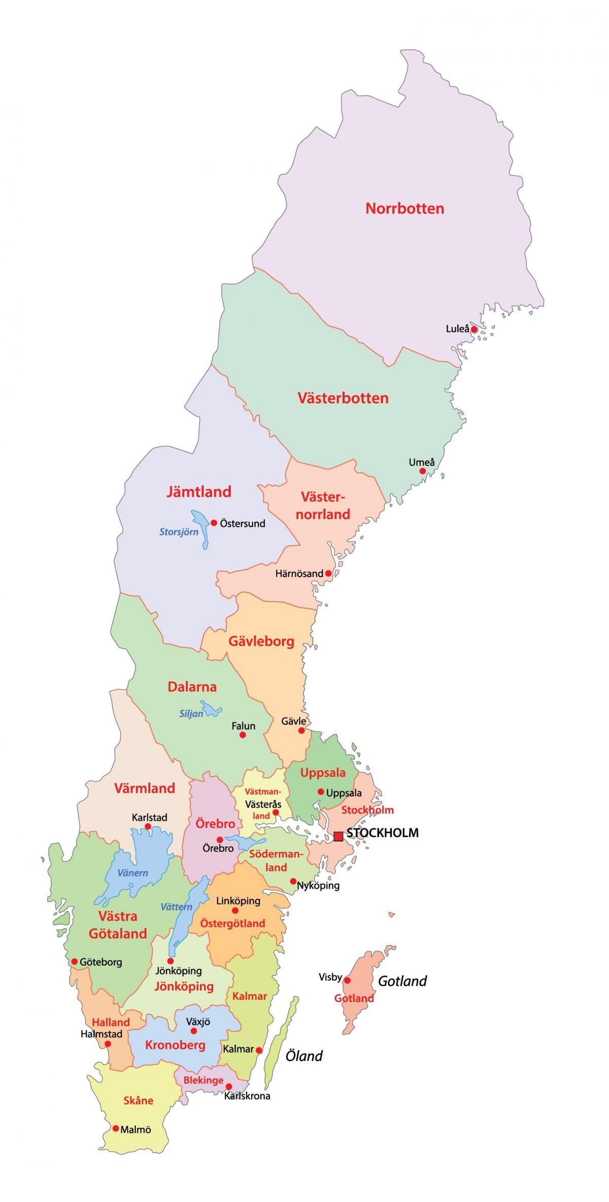 Mapa del estado de Suecia
