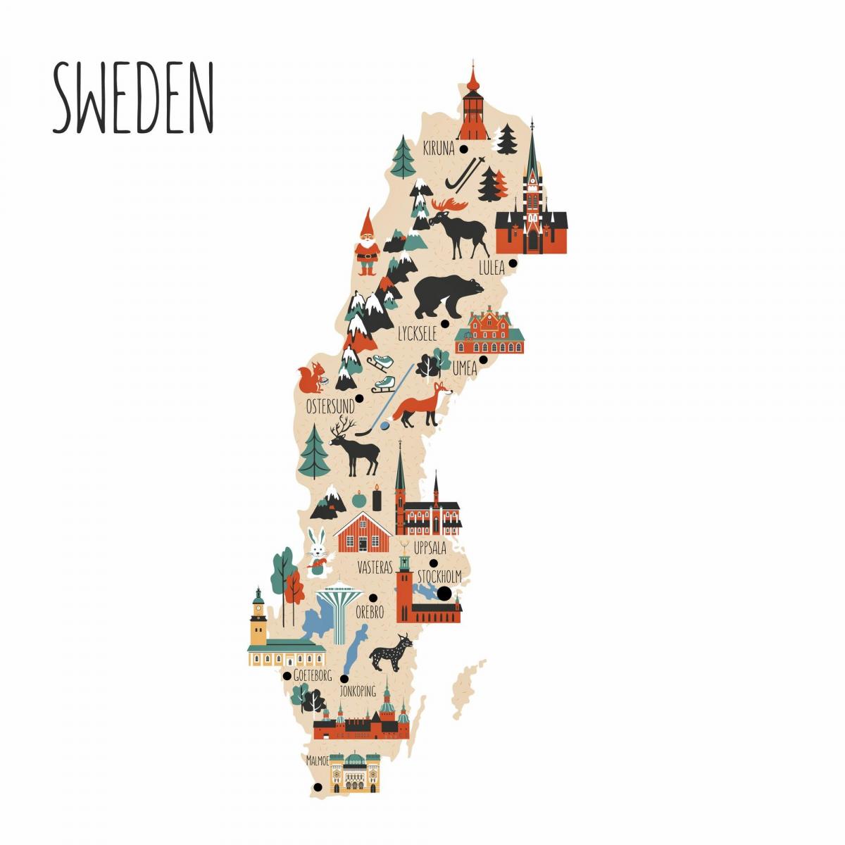 Mapa de viaje de Suecia